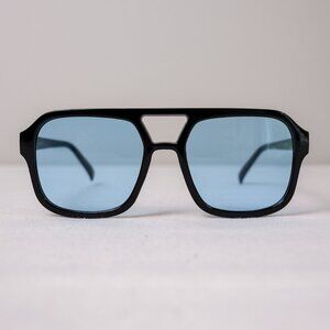 y2k square blue lens black 90s sunglasses